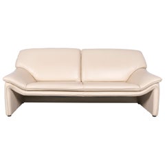 Laauser Atlanta Designer Leather Sofa Crème Three-Seat Couch