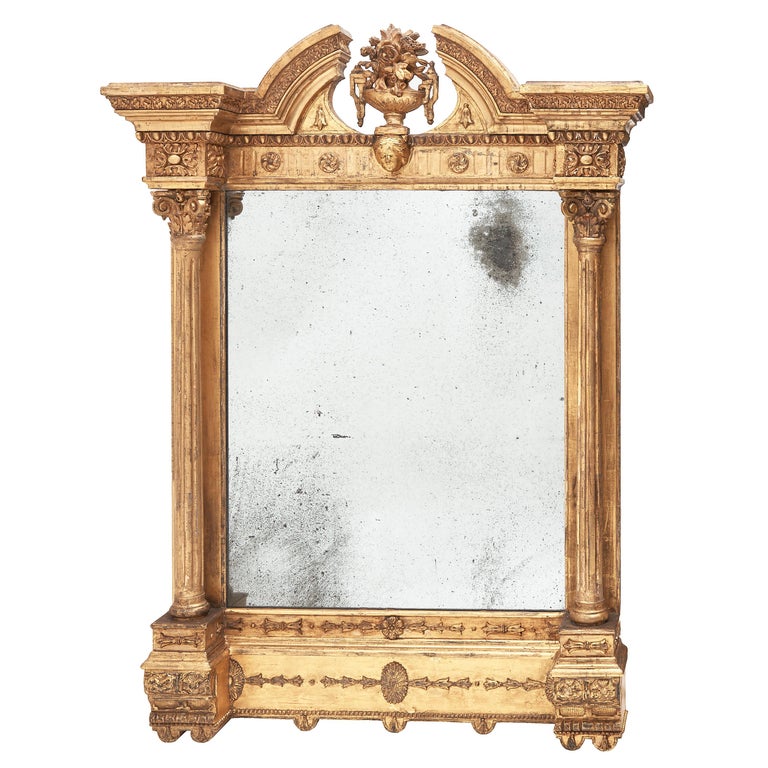 Carved Giltwood Irish Mirror, Dublin, circa 1830 For Sale at