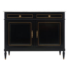 Antique Marble-Topped Two-Door French Buffet
