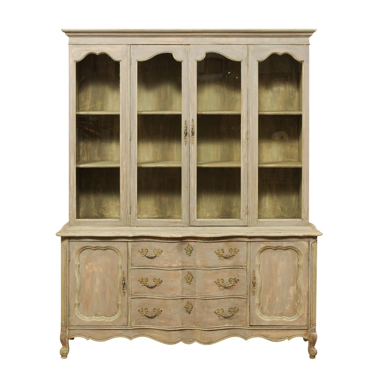 French Style Mid-20th Century Wood and Glass Display and Storage Cabinet