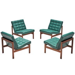 Knudsen & Lind Moduline Turquoise Leather Lounge Chairs
