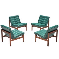 Knudsen & Chaises longues Lind Moduline en cuir turquoise