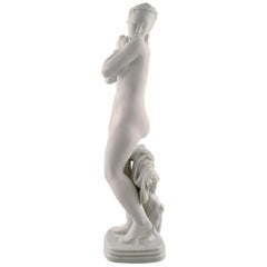 Antique Gerhard Henning for Royal Copenhagen, 'Girl Bathing', Porcelain and Biscuit