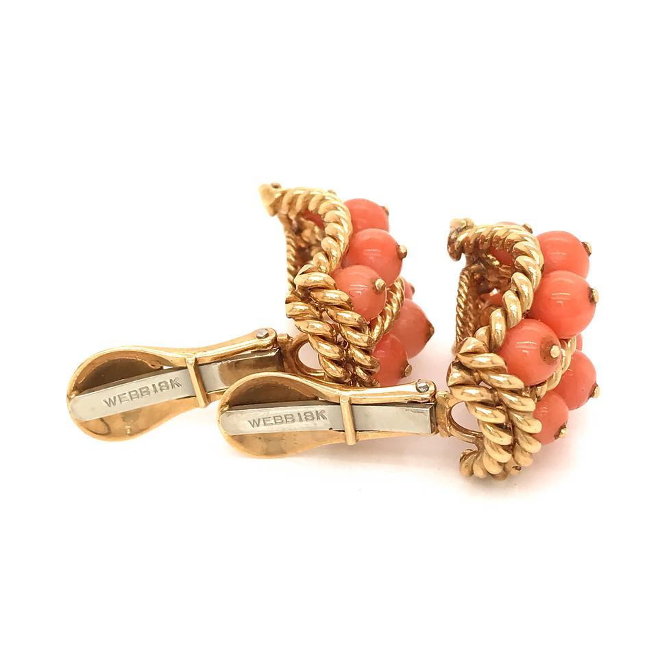 Modern David Webb Pink Coral Gold Earrings