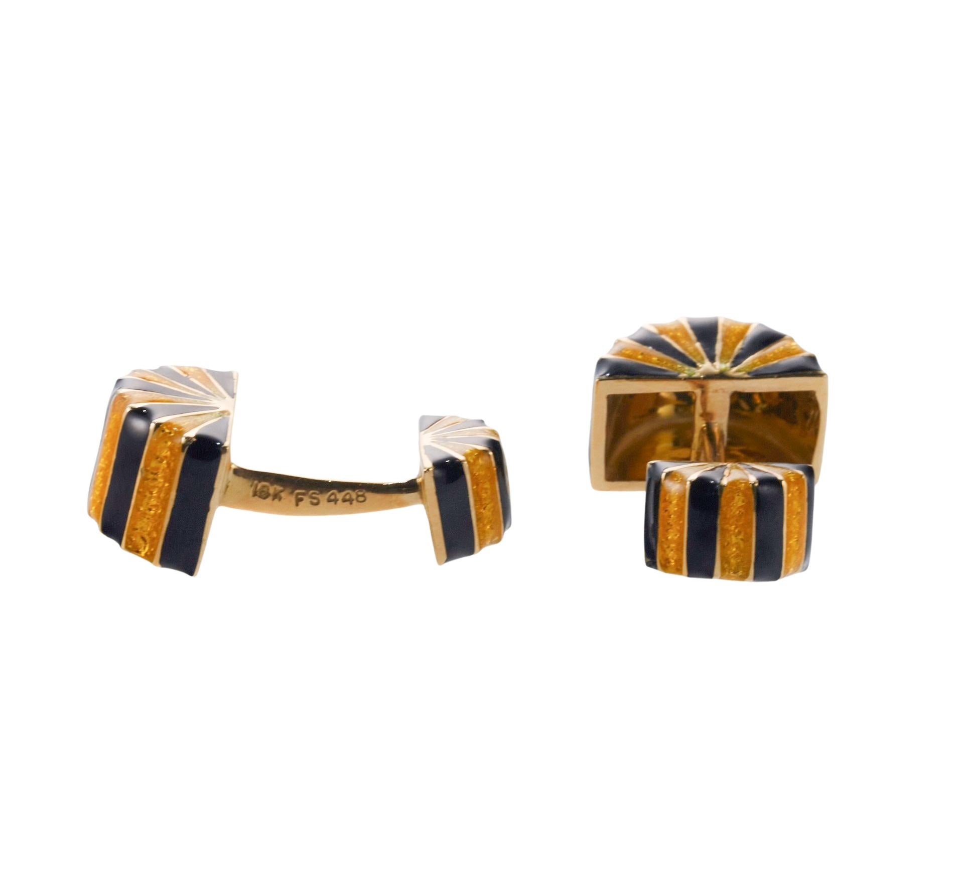 Women's or Men's David Webb Pinwheel Enamel Gold Cufflinks For Sale