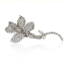 David Webb Platinum 18.92 Cts Diamond Flower Brooch