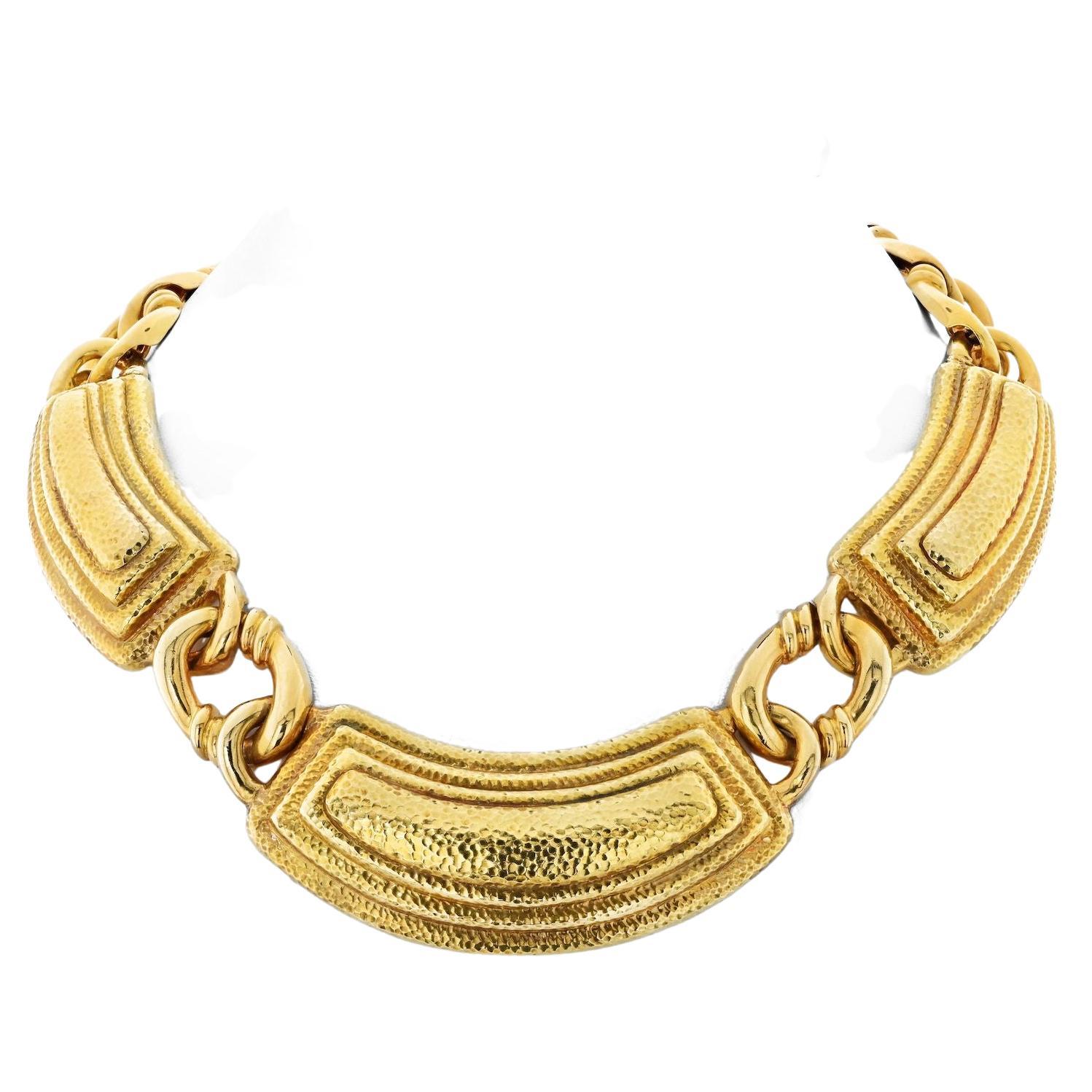 David Webb Platinum & 18k Gold Ancient World Collection Large Links Necklace For Sale