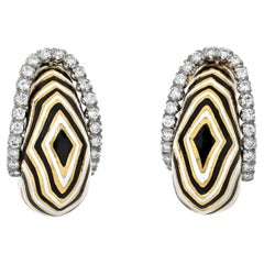 David Webb Platinum, 18K Gold Diamond, The Vreeland Zebra Pattern Earrings