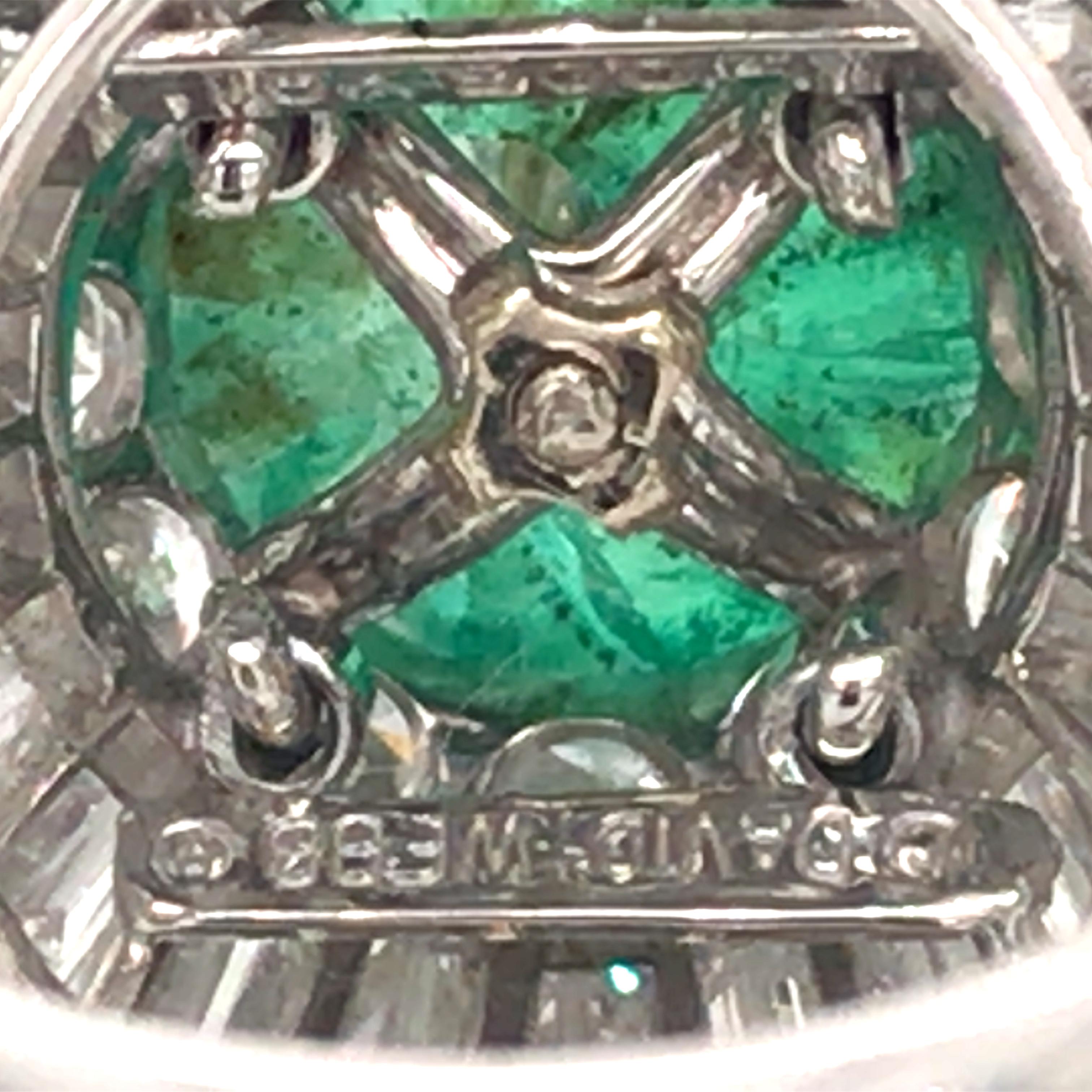 David Webb, Platinum 18K Gold Emerald Diamond Ring, Certificate For Sale 1