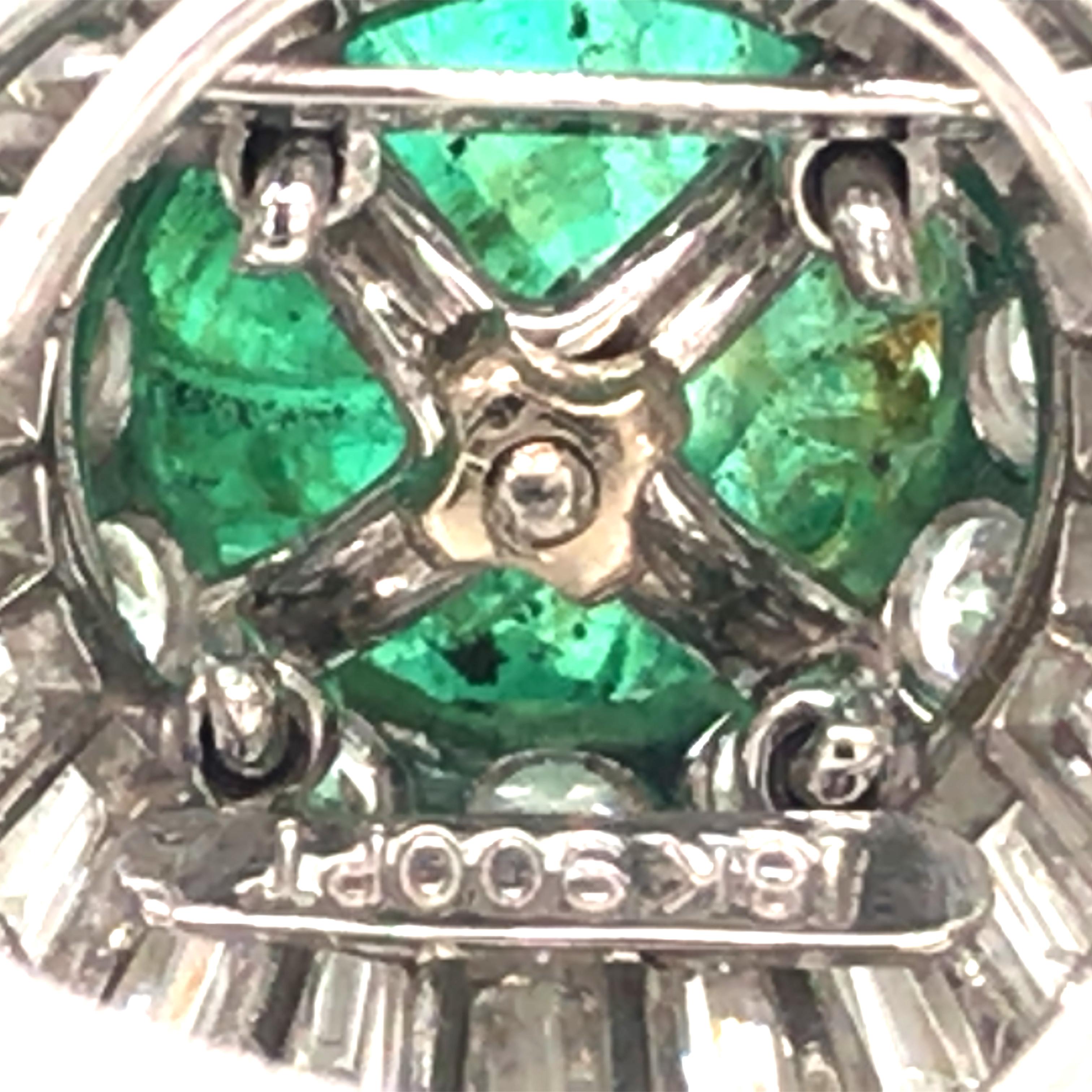 David Webb, Platinum 18K Gold Emerald Diamond Ring, Certificate For Sale 2