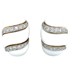David Webb, boucles d'oreilles en platine, or 18 carats, émail et diamants, certificat