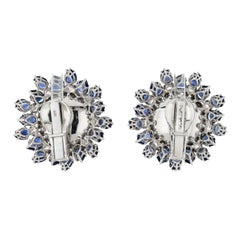 David Webb Platinum & 18K White Gold Sapphire, Diamond, Pearl Earrings