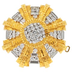 David Webb Platinum & 18K Yellow Gold 15.80cts Heraldic Diamond Pendant Brooch
