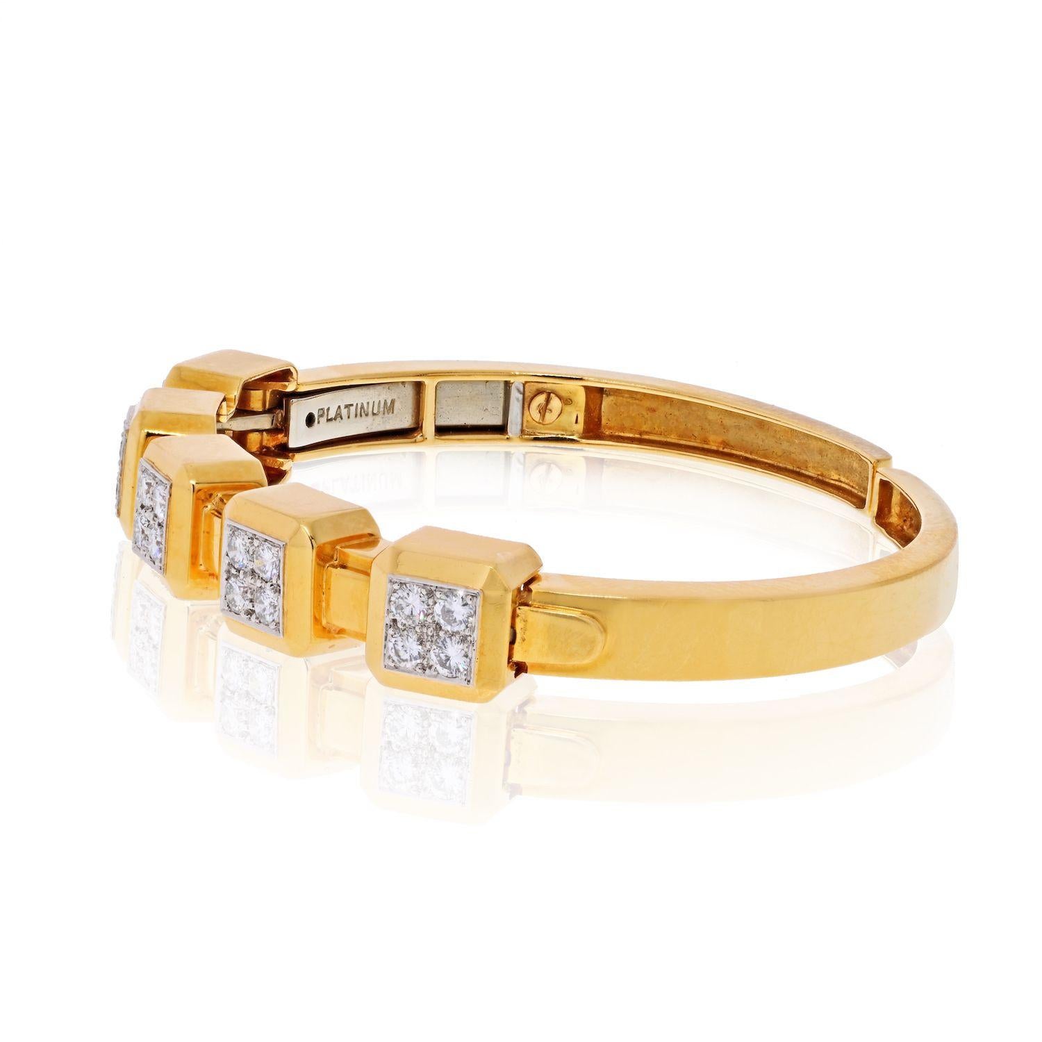 Modern David Webb Platinum & 18K Yellow Gold 1.75cts Diamond Cuff Bracelet