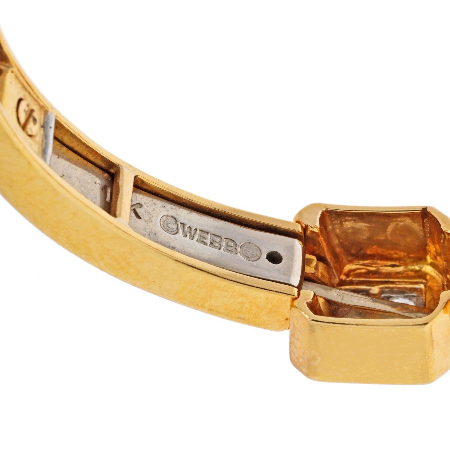 David Webb Platinum & 18K Yellow Gold 1.75cts Diamond Cuff Bracelet In Excellent Condition In New York, NY