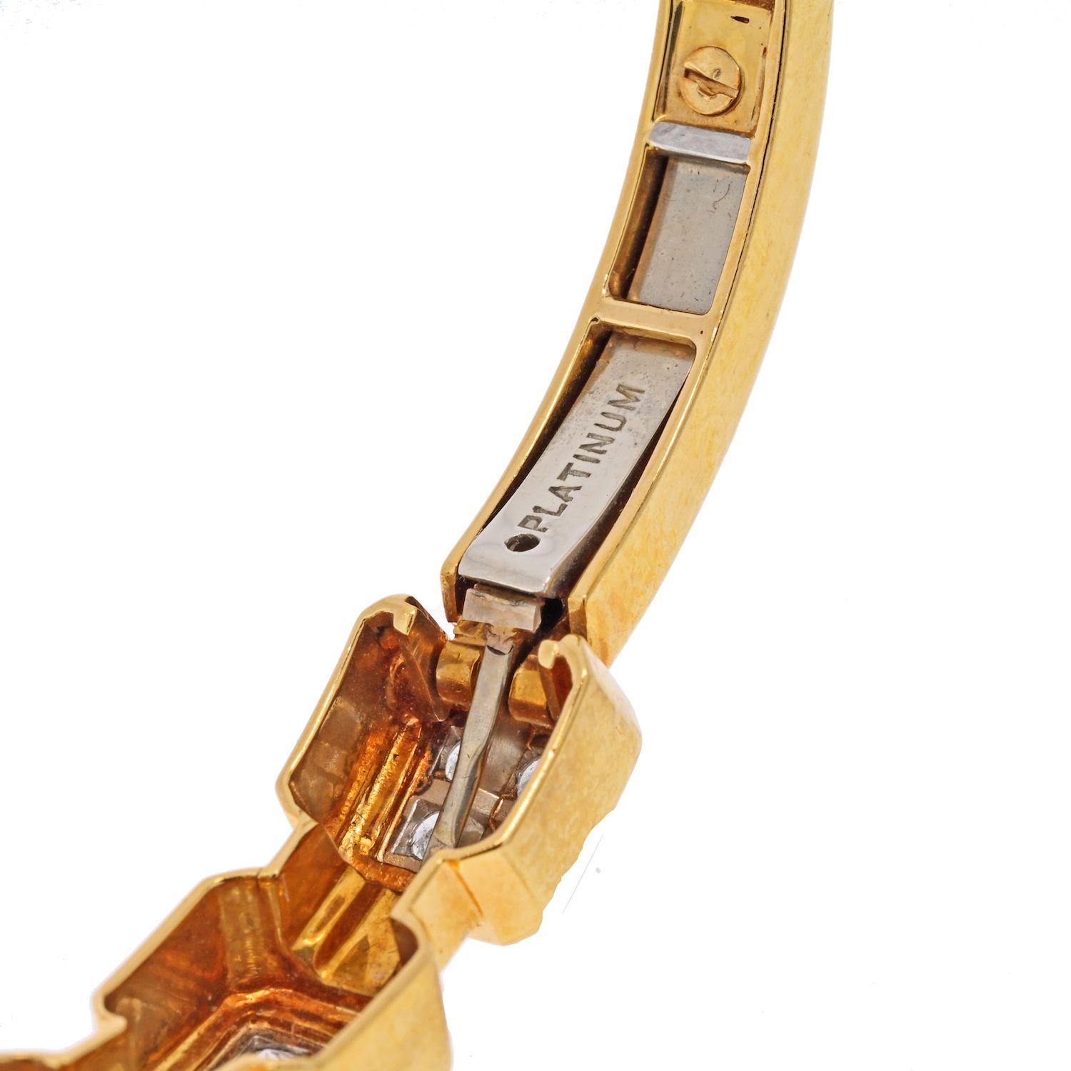 David Webb Platinum & 18K Yellow Gold 1.75cts Diamond Cuff Bracelet 1