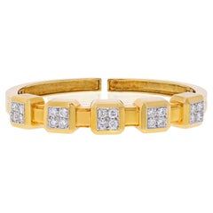 David Webb Platinum & 18K Yellow Gold 1.75cts Diamond Cuff Bracelet
