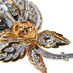 David Webb Platinum & 18K Yellow Gold 20.00 Carat Diamond Flower Brooch