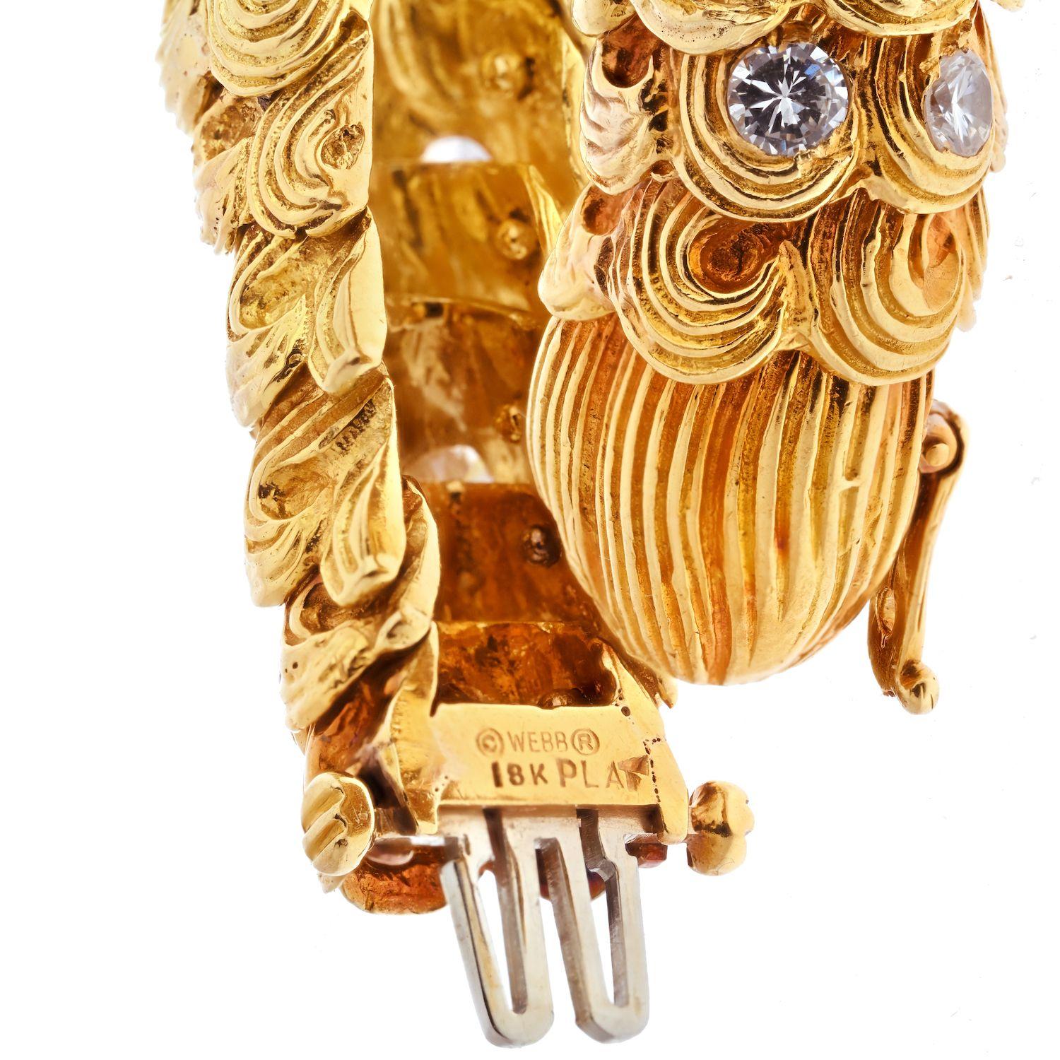 David Webb Texturiertes Armband aus Platin und 18 Karat Gelbgold mit Schnörkeln und Diamanten (Moderne) im Angebot