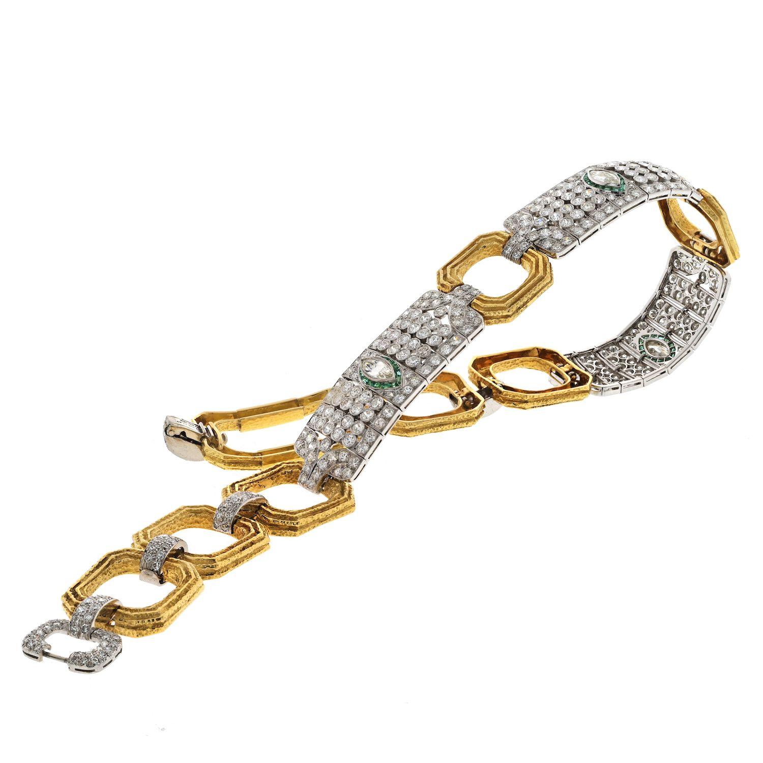 Modern David Webb Platinum & 18K Yellow Gold 25 carat Diamond Collar Necklace For Sale