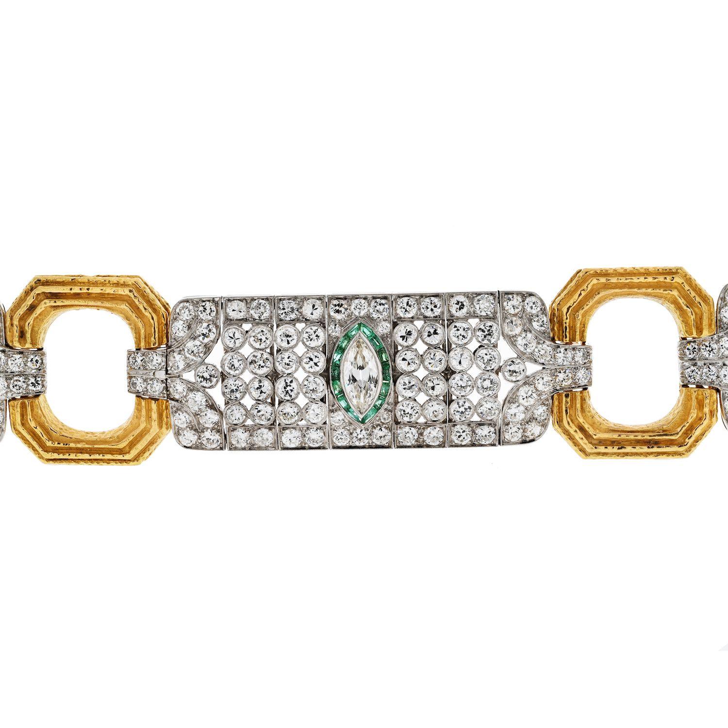 Round Cut David Webb Platinum & 18K Yellow Gold 25 carat Diamond Collar Necklace For Sale