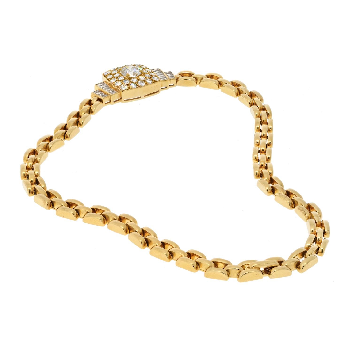 David Webb Platinum & 18K Yellow Gold 6.40cttw Diamond Choker Necklace In Excellent Condition For Sale In New York, NY