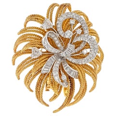 Vintage David Webb Platinum & 18K Yellow Gold 8 Carat Diamond Spray Brooch