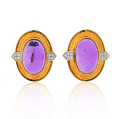 Boucles d'oreilles David Webb en platine et or jaune 18 carats, ornées d'améthystes et de diamants