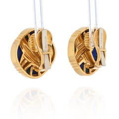 Ohrringe aus Platin und 18 Karat Gelbgold mit Azurmalachit im X-Design von David Webb