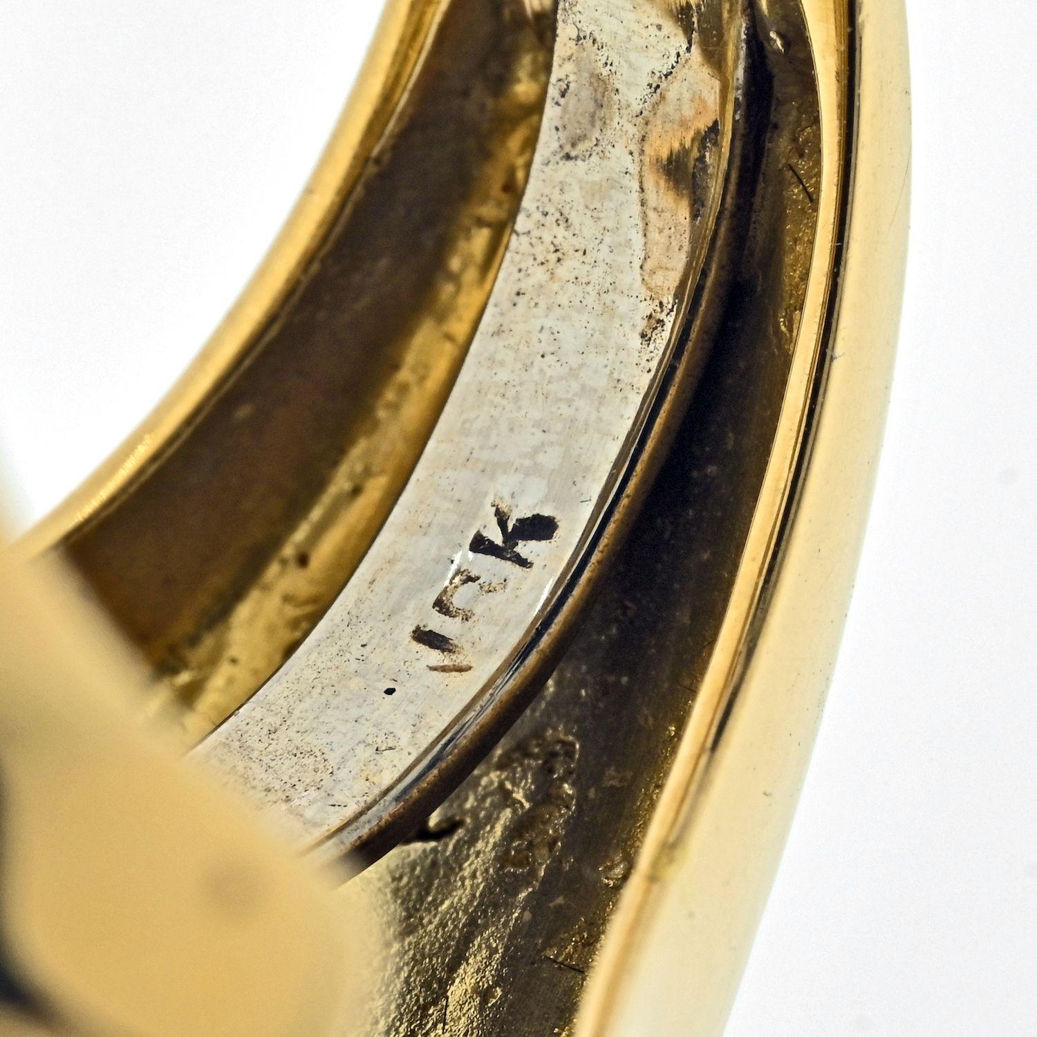 Modern David Webb Platinum & 18K Yellow Gold Black Enamel Vintage Ring For Sale