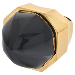 David Webb Platinum & 18K Yellow Gold Black Onyx Dome Ring