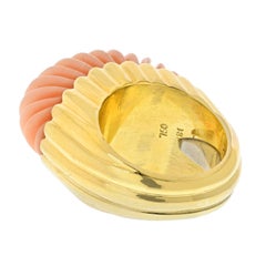 David Webb Platinum & 18K Yellow Gold Carved Coral Ring