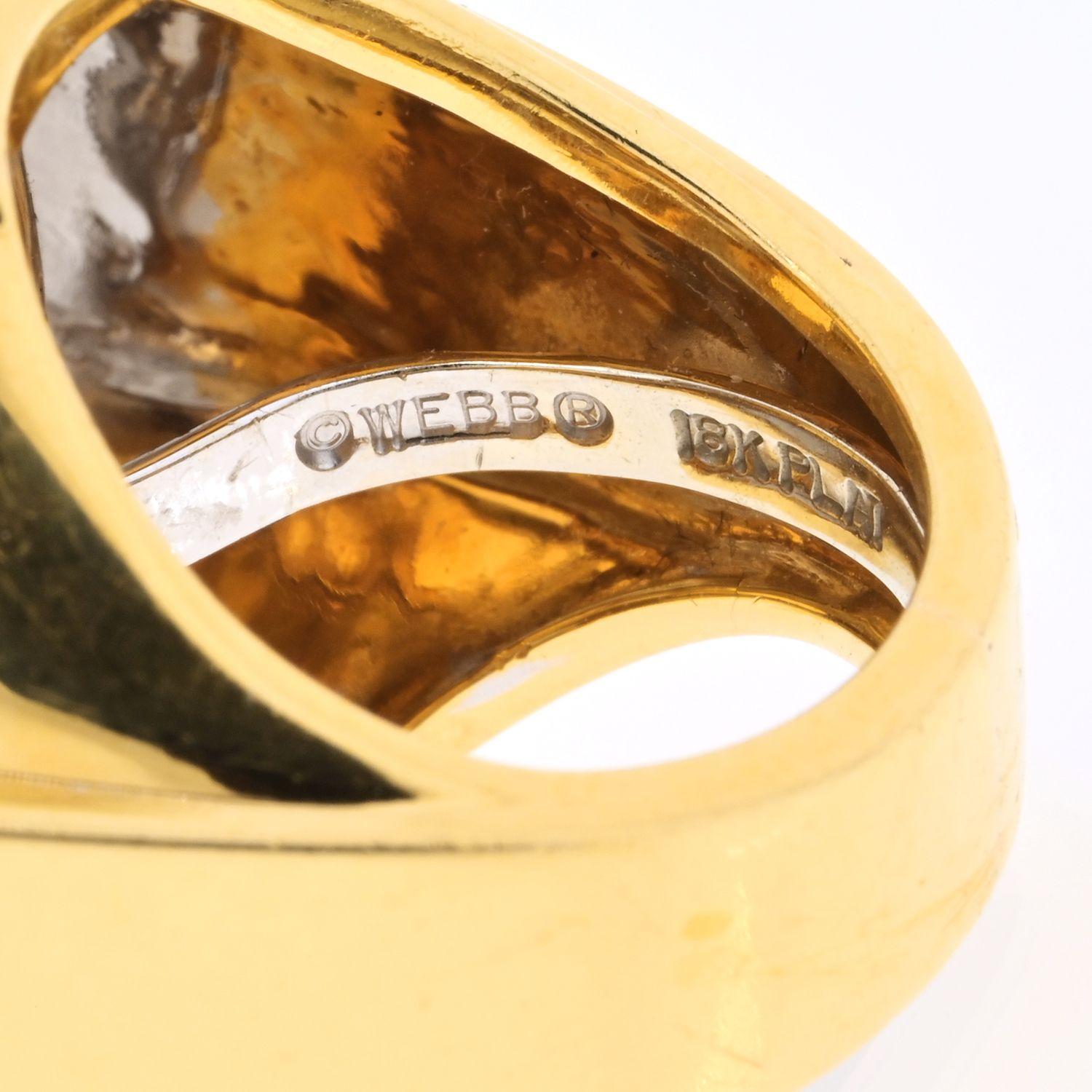 Moderno David Webb - Anello in platino e oro giallo 18 carati con diamanti e cristalli di rocca a scacchiera in vendita