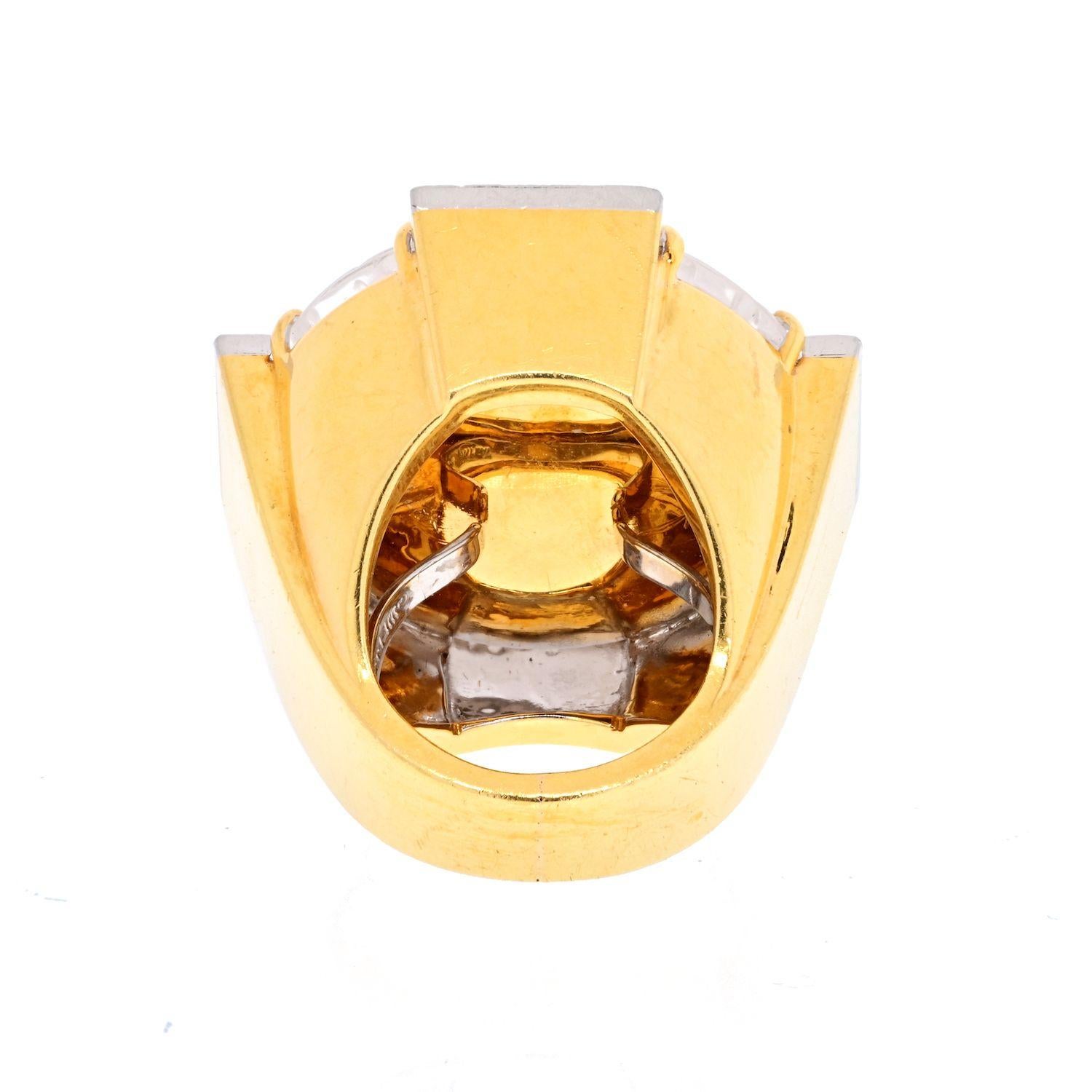 Donna David Webb - Anello in platino e oro giallo 18 carati con diamanti e cristalli di rocca a scacchiera in vendita