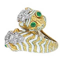 David Webb Platinum & 18K Yellow Gold Crossover Leopard Ring