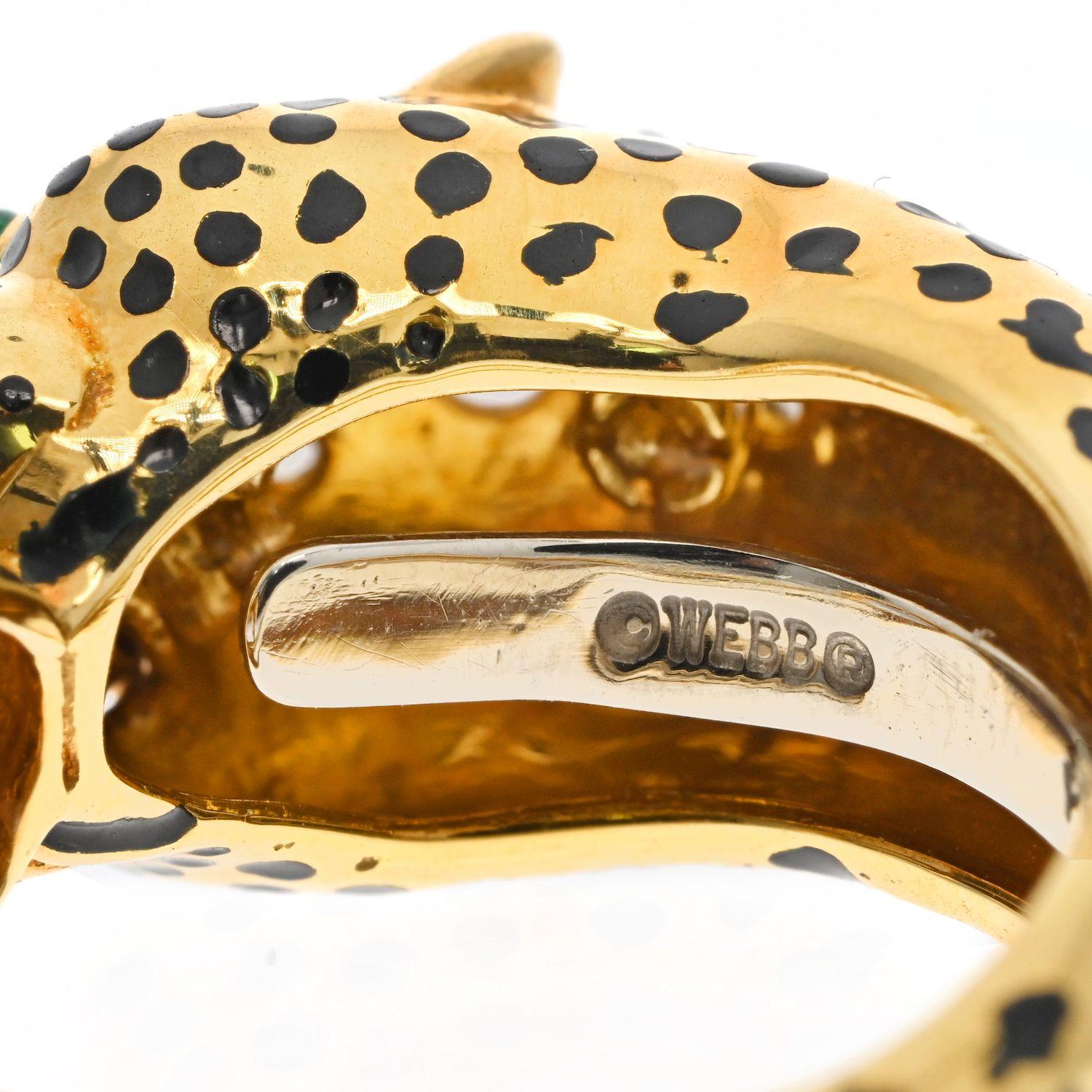 Modern David Webb Platinum & 18K Yellow Gold Cute Diamond Leopard Ring