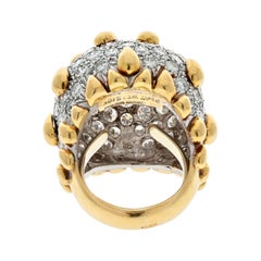 David Webb Platinum & 18K Yellow Gold Diamond Pave Dome Cocktail Ring