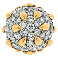 David Webb Platin & 18K Gelbgold Diamant Pave Dome Cocktail Ring