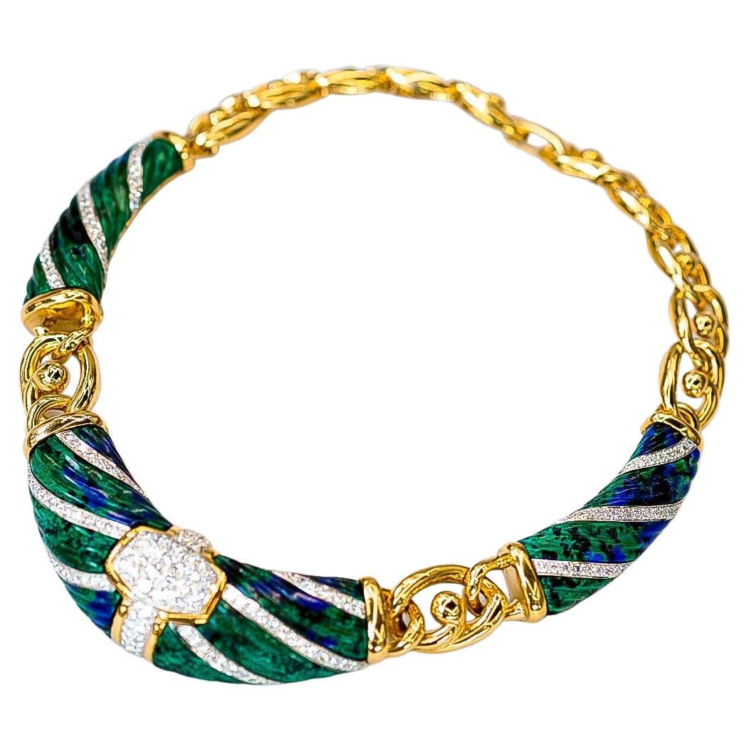 Essteller-Halskette aus Platin und 18 Karat Gelbgold von David Webb im Angebot