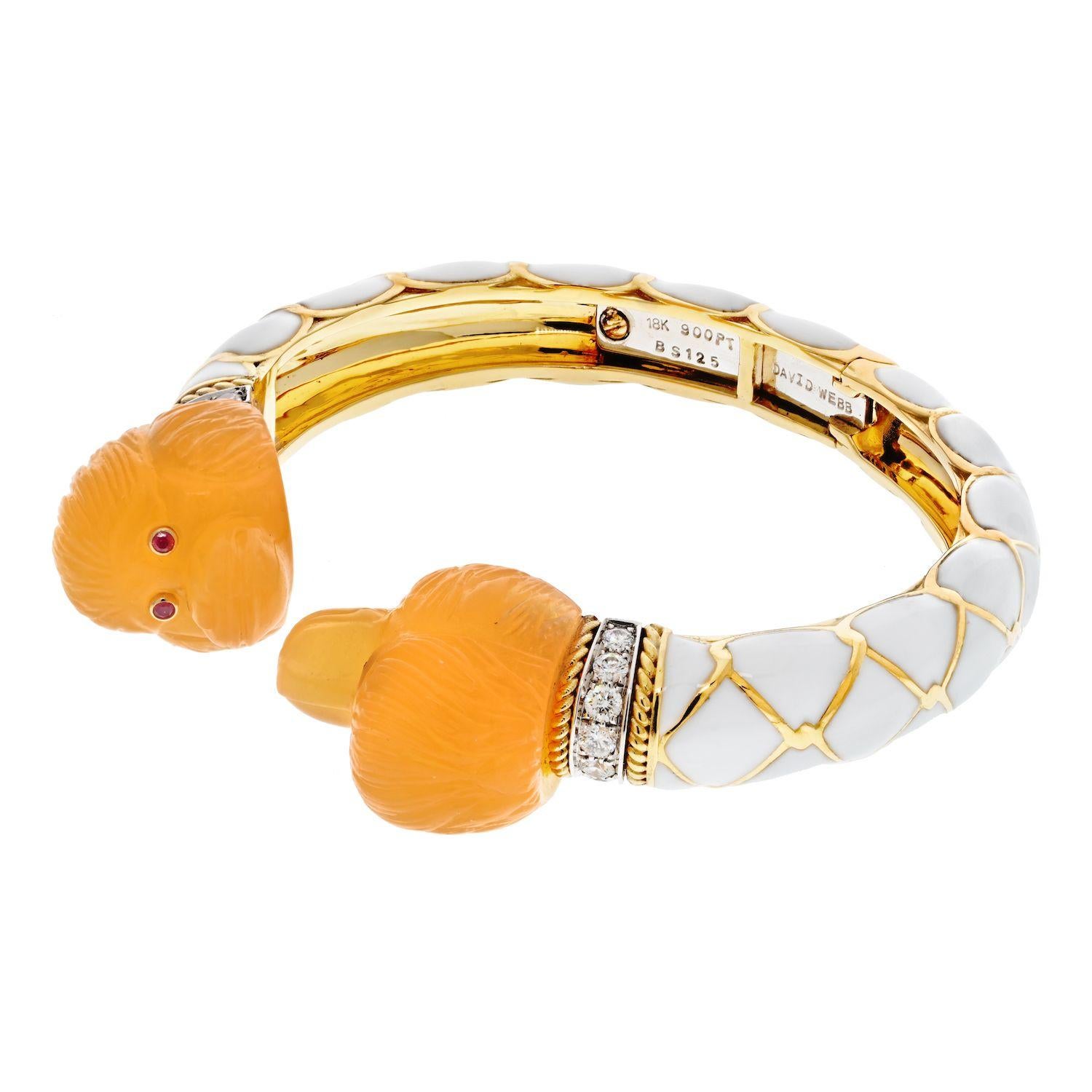 Moderne David Webb Bracelet singe à double tête en platine et or jaune 18 carats en vente