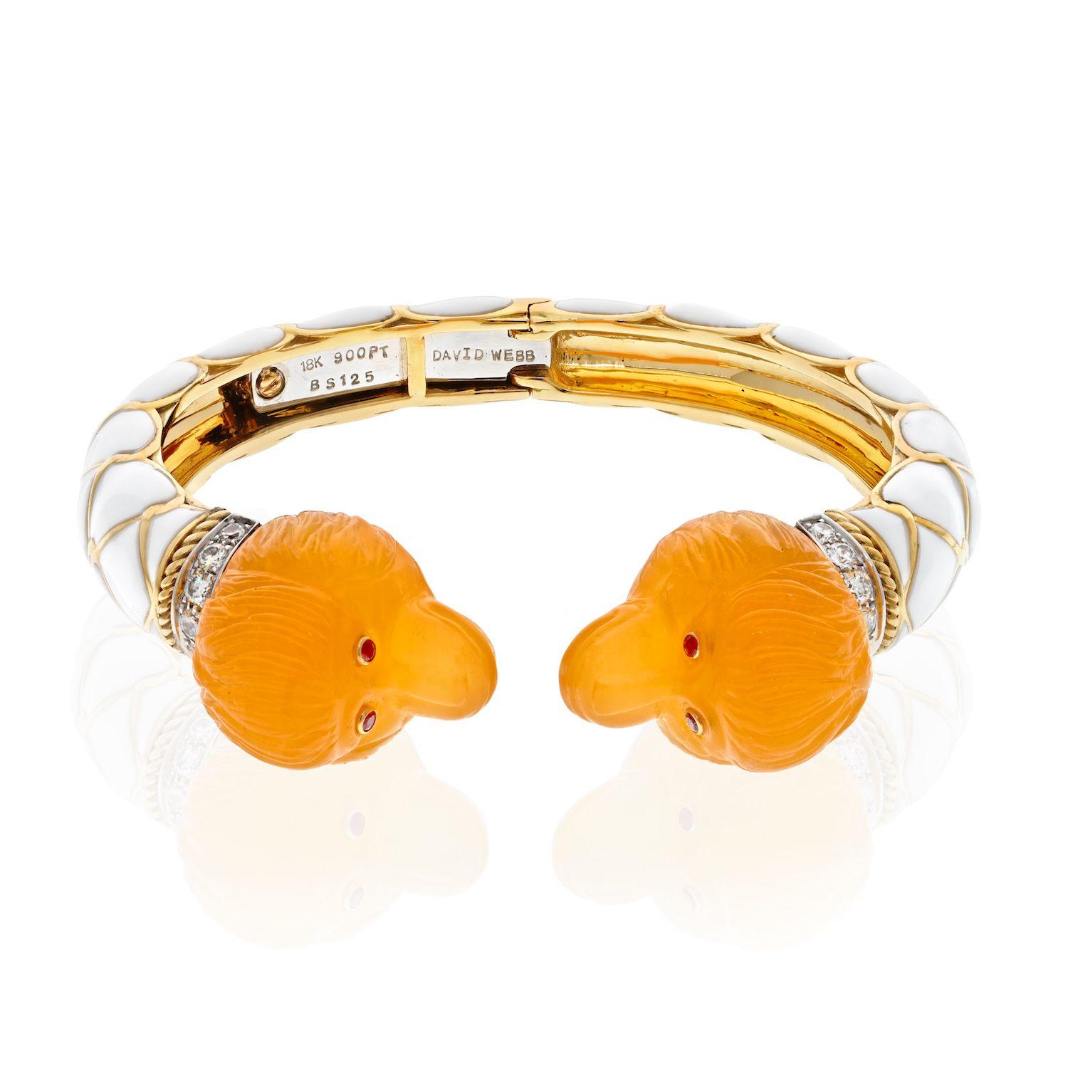 David Webb Bracelet singe à double tête en platine et or jaune 18 carats Pour femmes en vente