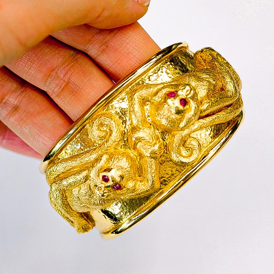 David Webb Bracelet double singe en platine et or jaune 18 carats Pour femmes en vente