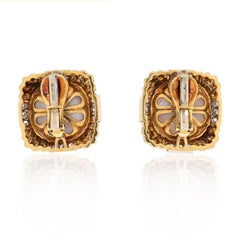 Pendientes con clip de diamantes estriados y perlas en platino y oro amarillo de 18 quilates David Webb