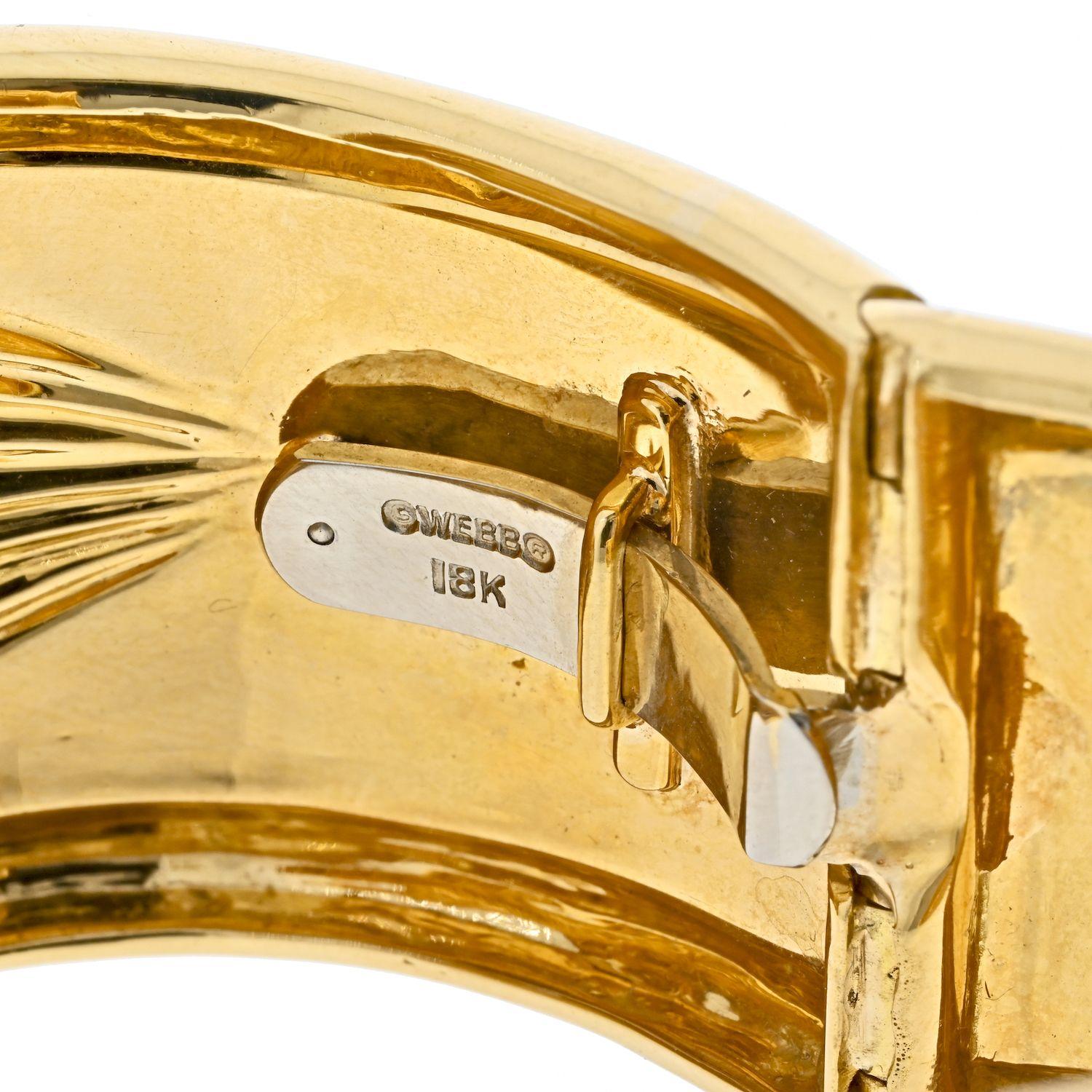 Moderne David Webb Bracelet manchette à charnières cannelées en platine et or jaune 18 carats poli en vente