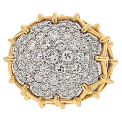 David Webb, bague dôme géométrique en platine et or jaune 18 carats avec diamants