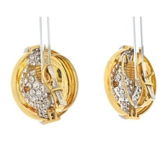 David Webb Platinum & 18k Yellow Gold Giraffe Spotted Huggies Earrings