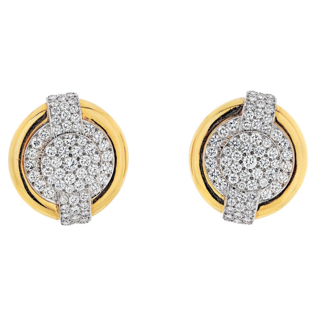 David Webb, boucles d'oreilles Huggies en platine et or jaune 18 carats avec taches de girafe en vente