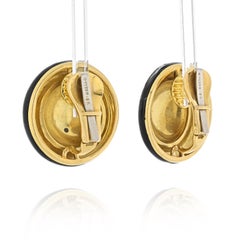 David Webb Platinum & 18K Yellow Gold Hammered GoldAndBlack Enamel Clip Earrings