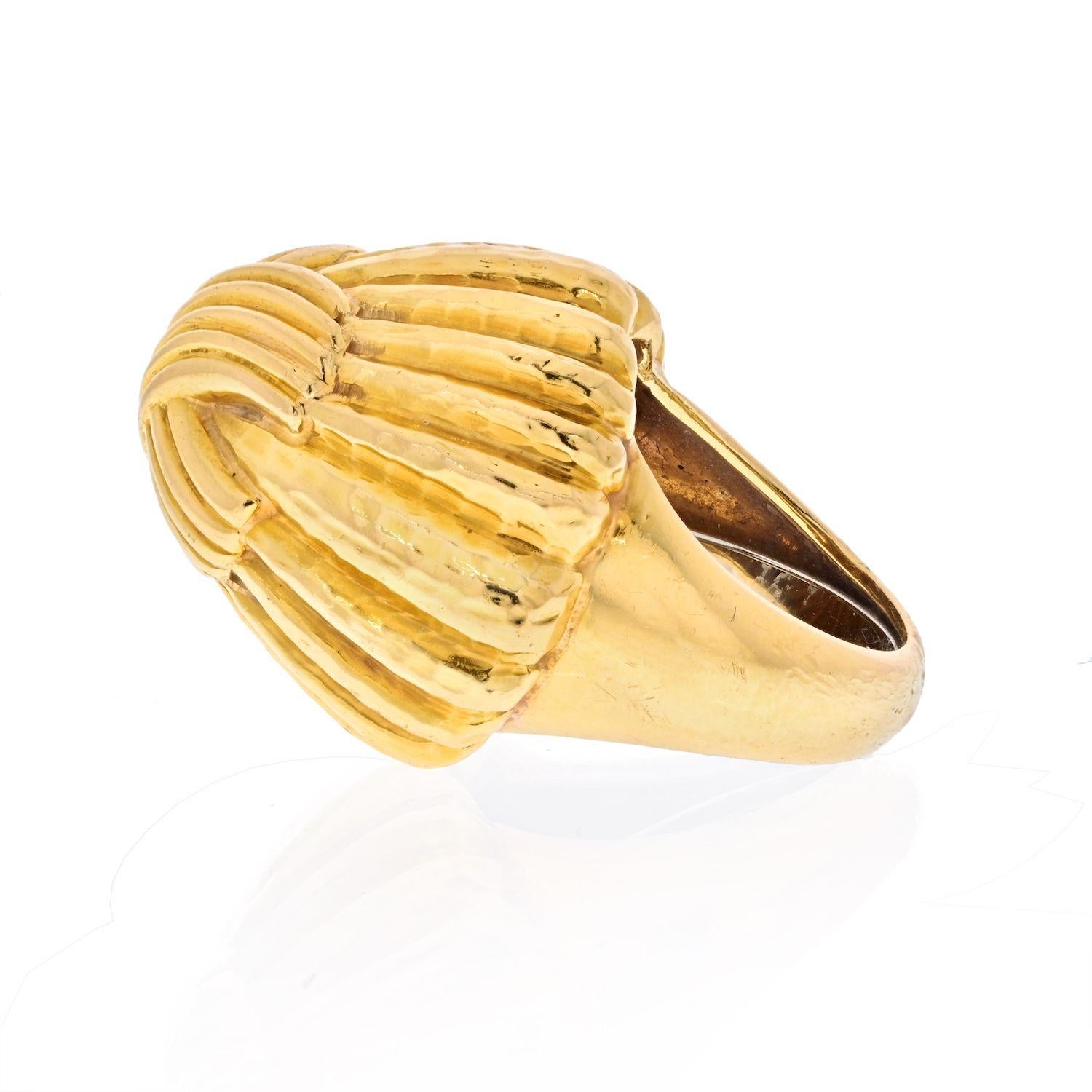 Women's David Webb Platinum & 18K Yellow Gold High Polished High Dome Crossover Ring