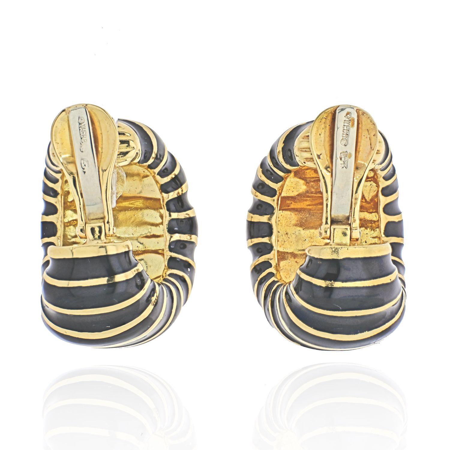 Modern David Webb Platinum & 18K Yellow Gold Jumbo Shrimp Clip-On Earrings For Sale